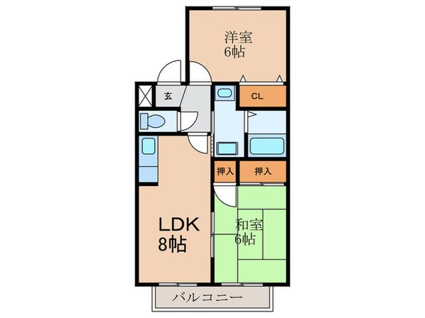 クレ－ル津福ⅡＥ棟の物件間取画像